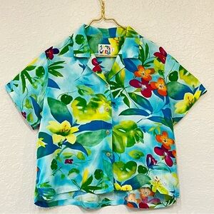 Vintage Jams World Hawaiian Floral Short Sleeve Button Down Shirt Large
